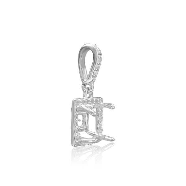 ITI NYC Square Four Prong Halo Pendant in Sterling Silver (4.50 mm - 10.00 mm)