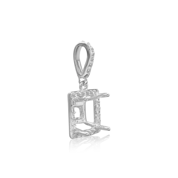 ITI NYC Square Four Prong Halo Pendant in Sterling Silver (4.50 mm - 10.00 mm)