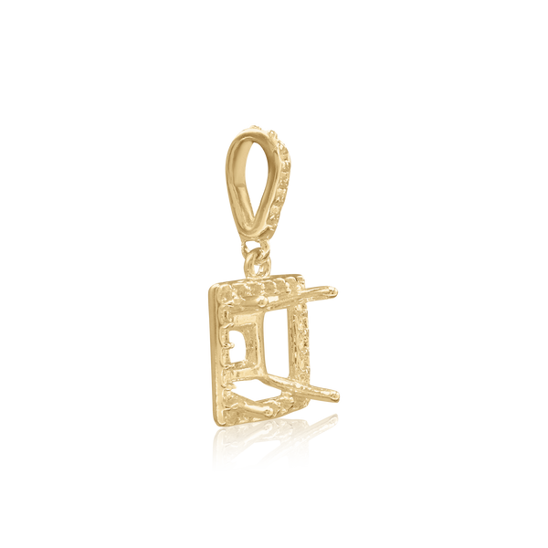 ITI NYC Square Four Prong Halo Pendant in 14K Gold (4.50 mm - 10.00 mm)