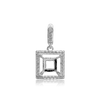 ITI NYC Square Four Prong Halo Pendant in Sterling Silver (4.50 mm - 10.00 mm)