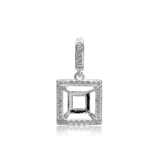 ITI NYC Square Four Prong Halo Pendant in Sterling Silver (4.50 mm - 10.00 mm)