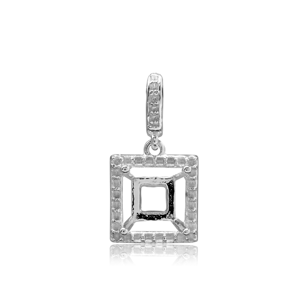ITI NYC Square Four Prong Halo Pendant in Sterling Silver (4.50 mm - 10.00 mm)