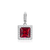 ITI NYC Square Four Prong Halo Pendant in Sterling Silver (4.50 mm - 10.00 mm)