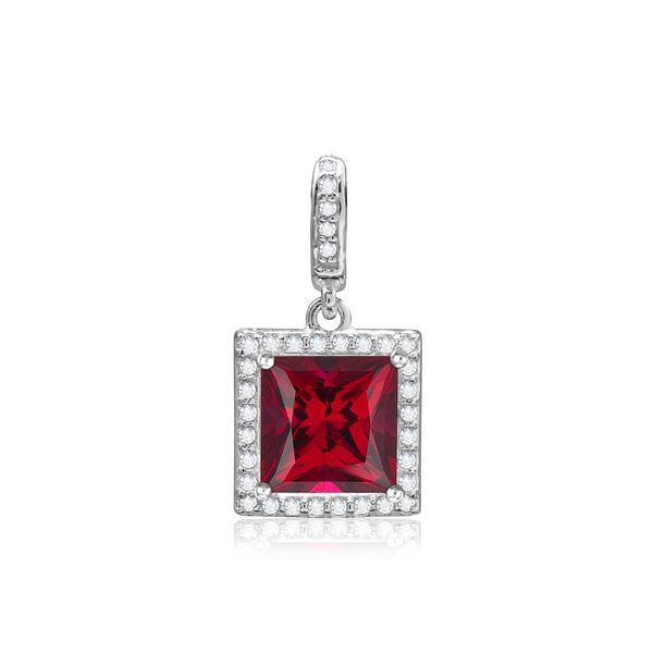 ITI NYC Square Four Prong Halo Pendant in Sterling Silver (4.50 mm - 10.00 mm)