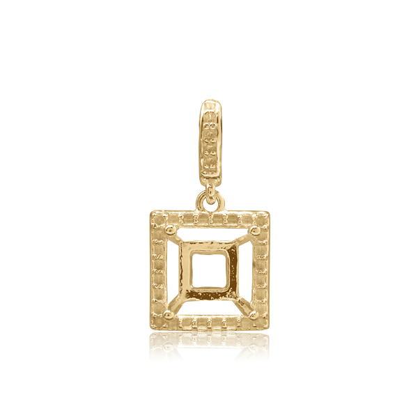 ITI NYC Square Four Prong Halo Pendant in 14K Gold (4.50 mm - 10.00 mm)