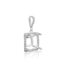 Load image into Gallery viewer, ITI NYC Square Four Prong Halo Pendant in Sterling Silver (4.50 mm - 10.00 mm)
