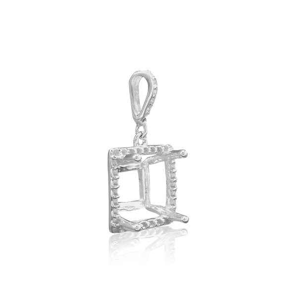 ITI NYC Square Four Prong Halo Pendant in Sterling Silver (4.50 mm - 10.00 mm)