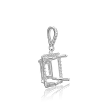 Load image into Gallery viewer, ITI NYC Square Four Prong Halo Pendant in Sterling Silver (4.50 mm - 10.00 mm)
