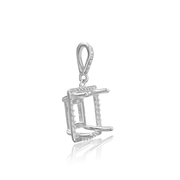 ITI NYC Square Four Prong Halo Pendant in Sterling Silver (4.50 mm - 10.00 mm)