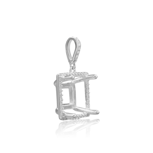 ITI NYC Square Four Prong Halo Pendant in Sterling Silver (4.50 mm - 10.00 mm)