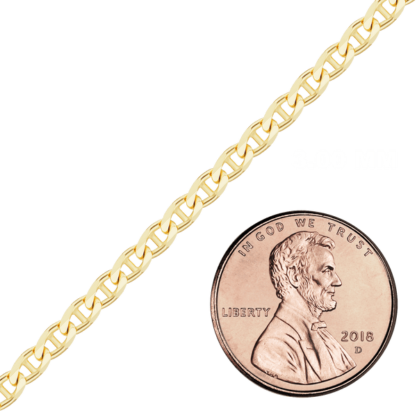 Bulk / Spooled Mariner Chain in 14K & 18K Yellow Gold (1.80 mm - 4.50 mm)