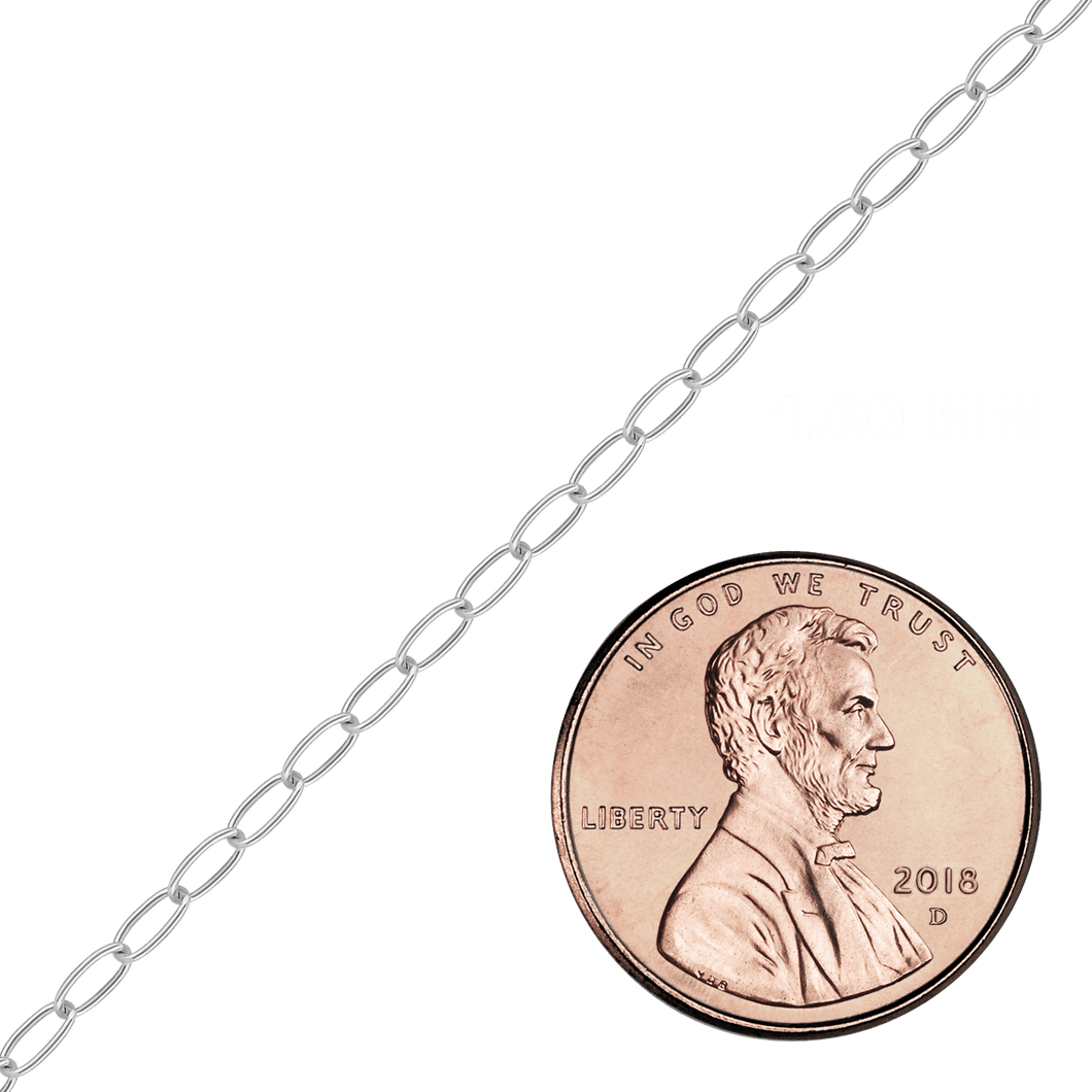 Bulk / Spooled Medium Elongated Cable Chain in Sterling Silver (1.60 mm - 5.40 mm)