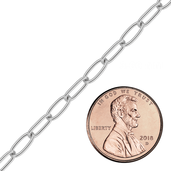Bulk / Spooled Medium Elongated Cable Chain in Sterling Silver (1.80 mm - 5.40 mm)