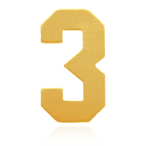 Basic Numbers in 14K Gold (12.7mm) (Semi-Polished)