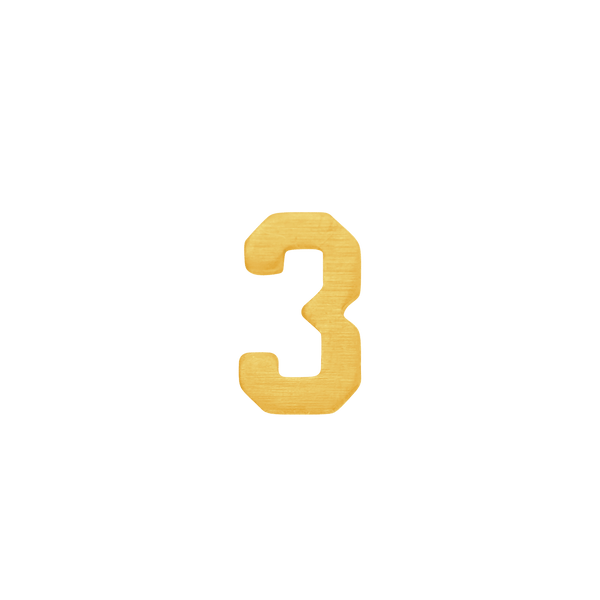 Basic Numbers in 14K Gold (3mm) (Semi-Polished)