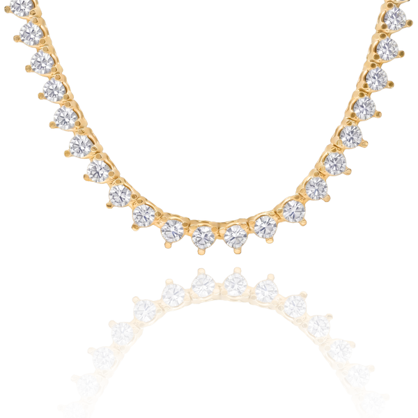 Tennis Necklace with Natural Diamond Stones (April Birthstones) in 14K Gold (1.75 mm - 4.0 mm)