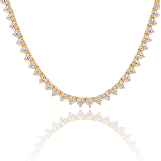 Tennis Necklace with Natural Diamond Stones (April Birthstones) in 18K Gold (1.75 mm - 4.0 mm)