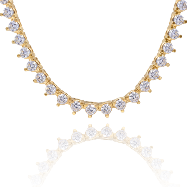 Tennis Necklace with Natural Diamond Stones (April Birthstones) in 14K Gold (1.75 mm - 4.0 mm)