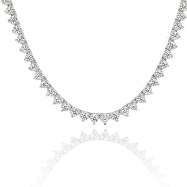 Tennis Necklace with Natural Diamond Stones (April Birthstones) in 14K Gold (1.75 mm - 4.0 mm)