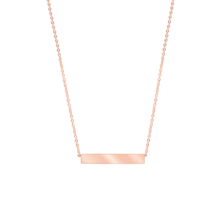 Bar Necklace with Engraving in Sterling Silver 18K Rose Gold Finish (18" Chain)