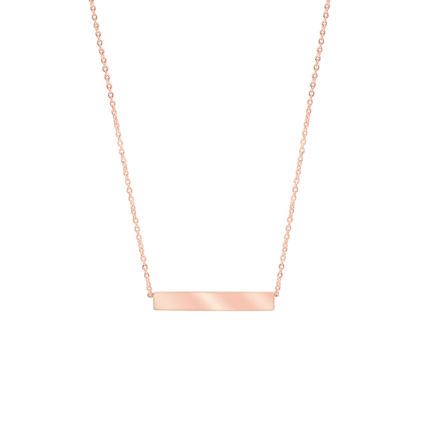 Bar Necklace with Engraving in Sterling Silver 18K Rose Gold Finish (18" Chain)