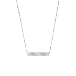 Stone Harbor Bar Necklace with Engraving in Sterling Silver (18" Chain)