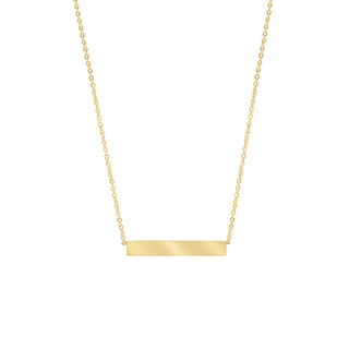 Bar Necklace with Engraving in Sterling Silver 18K Yellow Gold Finish (18" Chain)