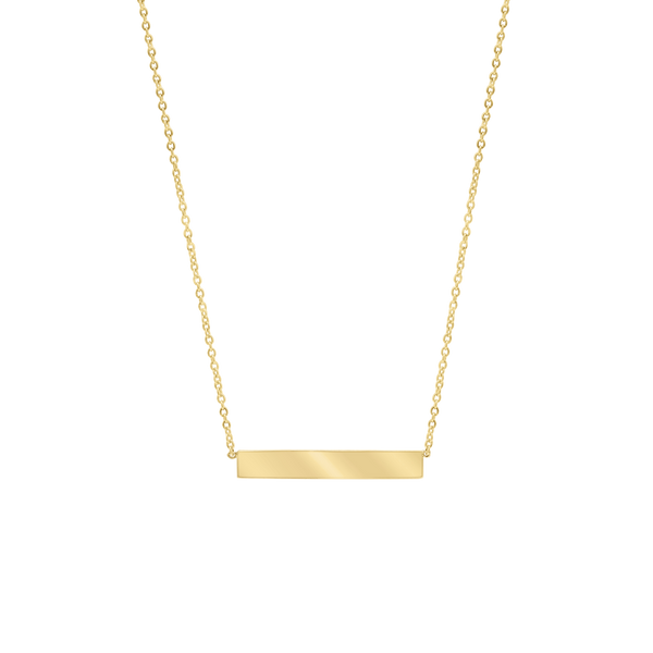 Bar Necklace with Engraving in Sterling Silver 18K Yellow Gold Finish (18" Chain)