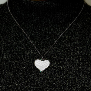 Accented Heart Disc Necklace in Sterling Silver (25 x 25 mm)