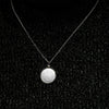 Large Disk Necklace with Cubic Zirconia in Sterling Silver (27 x 21 mm)