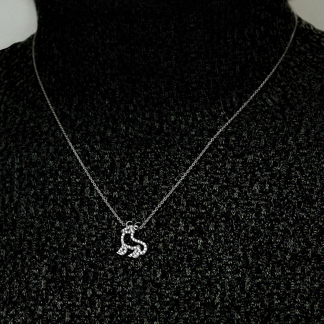 Aries Necklace with Cubic Zirconia in Sterling Silver (16 x 13 mm)