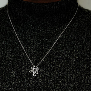 Scorpio Necklace with Cubic Zirconia in Sterling Silver (18 x 15 mm)