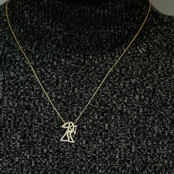 Virgo Necklace with Cubic Zirconia in Sterling Silver (17 x 12 mm)