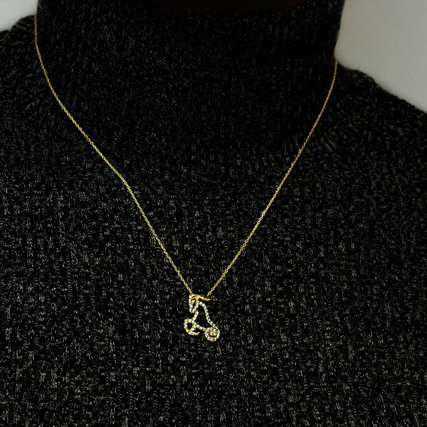 Capricorn Necklace with Cubic Zirconia in Sterling Silver (20 x 13 mm)