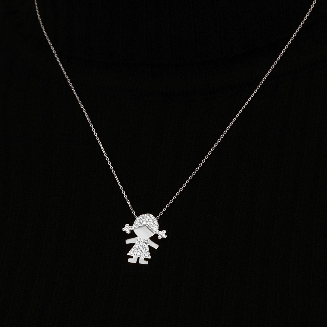 Girl Necklace in Sterling Silver (20 x 18 mm)