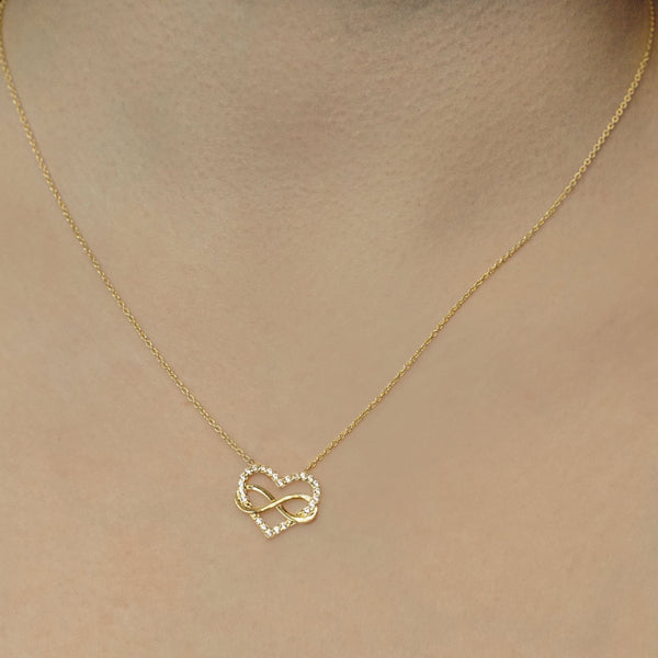 Linked Heart & Infinity Necklace in Sterling Silver (15 x 16 mm)