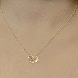 Linked Heart & Infinity Necklace in Sterling Silver (15 x 16 mm)