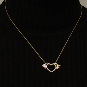 Winged Heart Necklace in Sterling Silver (16 x 29 mm)