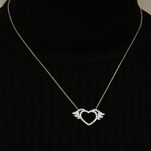 Load image into Gallery viewer, Winged Heart Necklace in Sterling Silver (16 x 29 mm)
