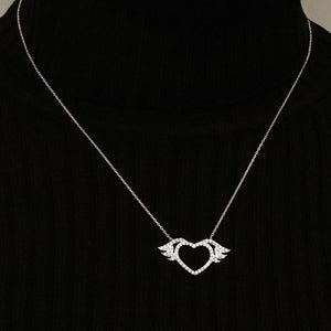 Winged Heart Necklace in Sterling Silver (16 x 29 mm)