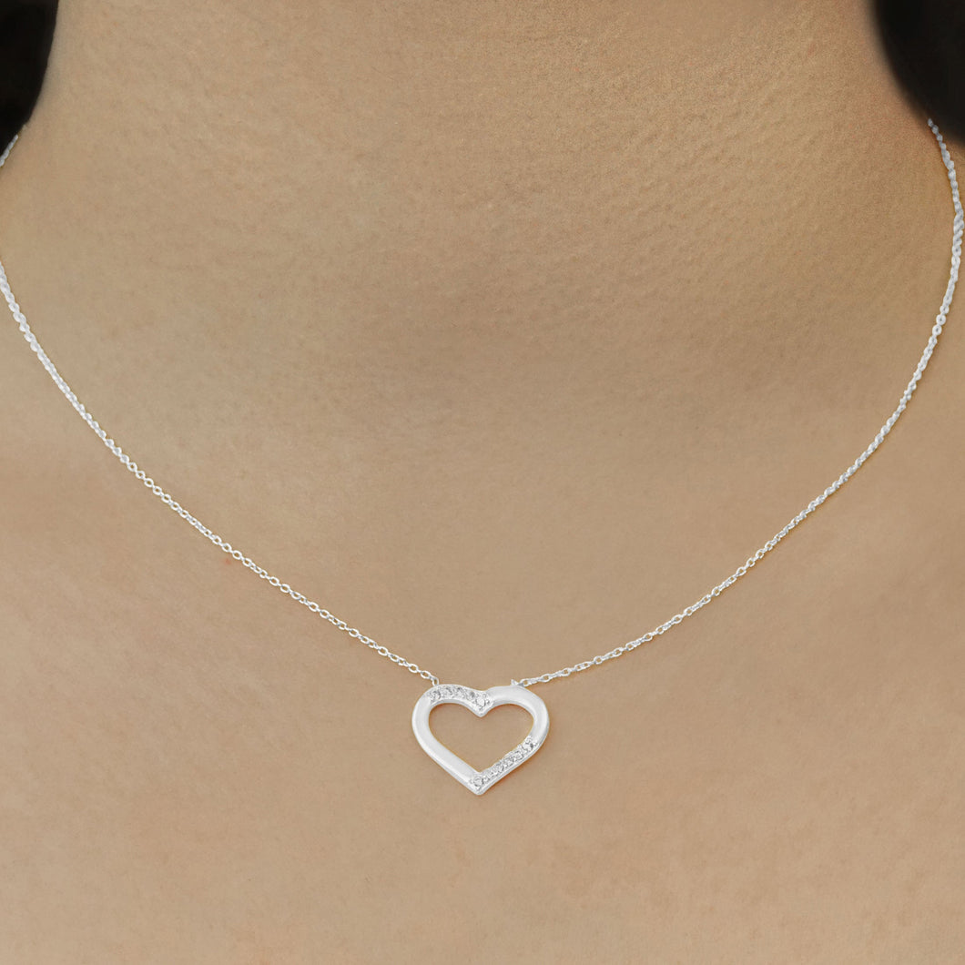 Open Heart Necklace in Sterling Silver (17 x 18 mm)