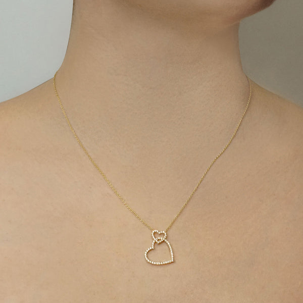 Linked Hearts Necklace in Sterling Silver (24 x 18 mm)