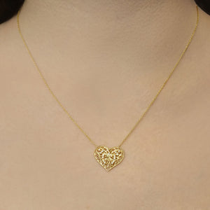 Filigree Heart Necklace in Sterling Silver (19 x 20 mm)