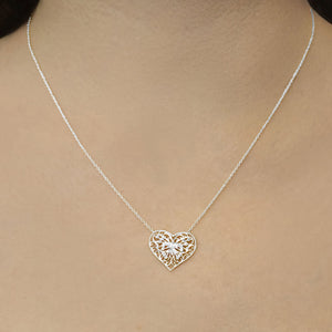 Filigree Heart Necklace in Sterling Silver (19 x 20 mm)