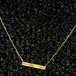 Bar Necklace with Engraving in 14K Yellow Gold (18" Chain)