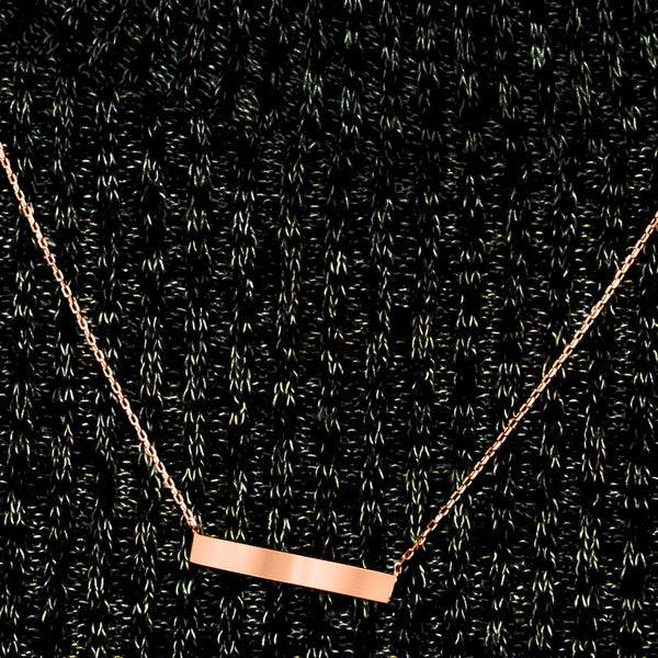 Bar Necklace with Engraving in 14K Rose Gold (18" Chain)