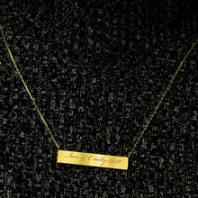 Load image into Gallery viewer, Bar Necklace with Engraving in 14K Yellow Gold (18&quot; Chain)
