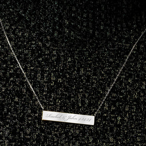 Bar Necklace with Engraving in 14K White Gold (18" Chain)