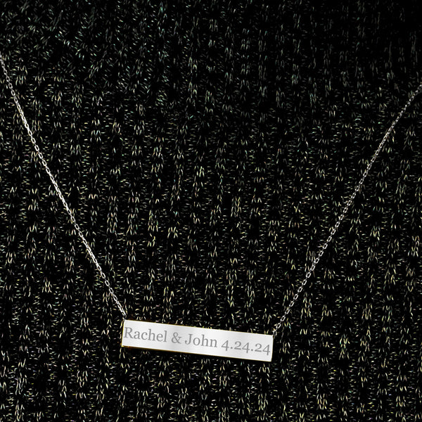 Bar Necklace with Engraving in Sterling Silver (18" Chain)
