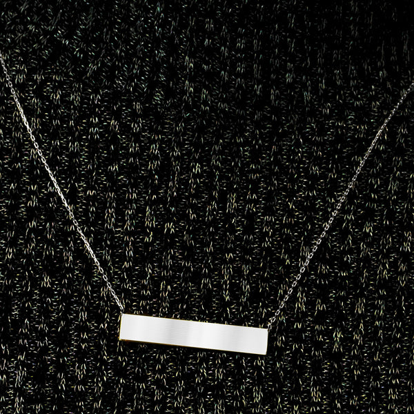 Bar Necklace with Engraving in Sterling Silver (18" Chain)